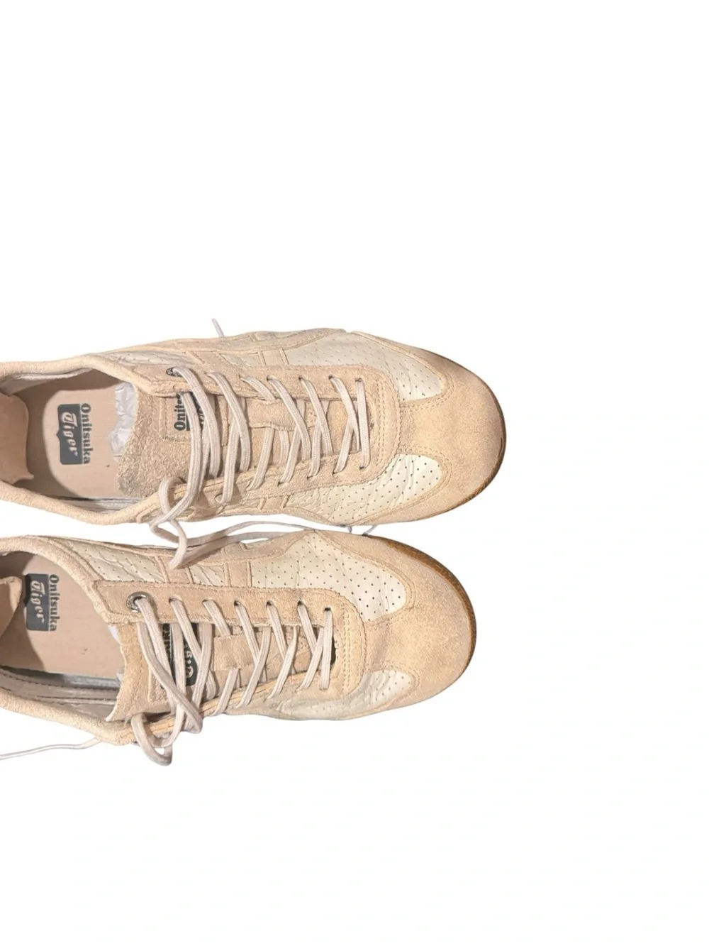 Onitsuka Tiger by Asics Women's Light Beige Suede & Leather Sneakers Sz 4